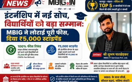 इंटर्नशिप में नई सोच, विद्यार्थियों को बड़ा सम्मान: MBIG ने लौटाई पूरी फीस, दिया ₹5,000 स्टाइपेंड